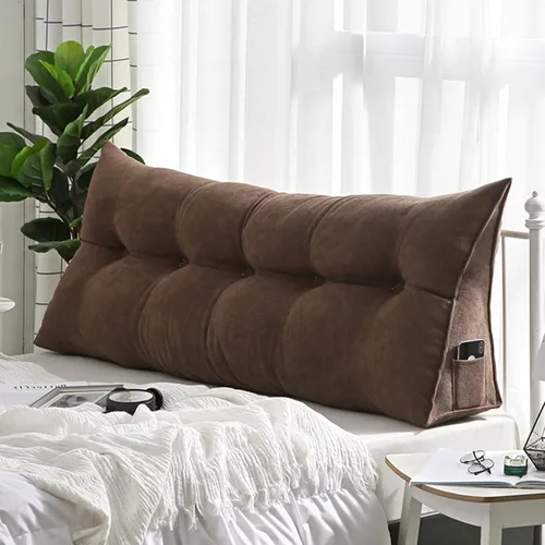 Miniatura 13 de Cojín de almohada triangular copetudo para respaldo, funda extraíble, almohada de lectura, cojín de lectura para cabecero grande para cama, sofá