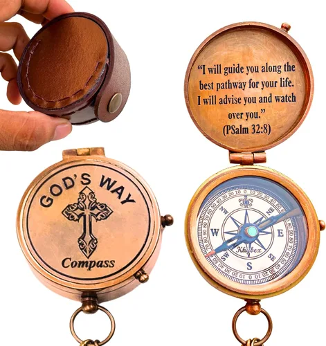 Miniatura 10 de Brújula God's Way - Regalos de bautismo y graduación para niños y hombres, regalos católicos e inspiradores