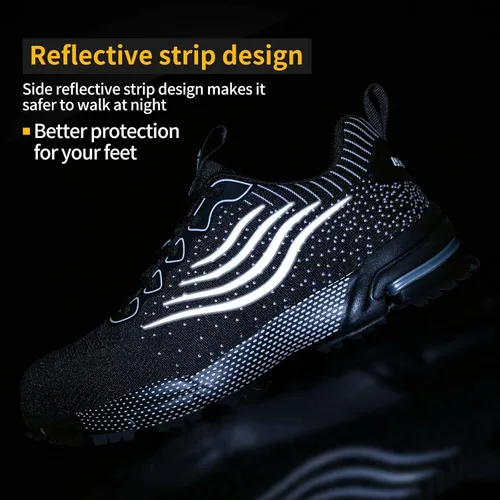 Miniatura 3 de Zapatos de punta de acero para hombres y mujeres, zapatos de seguridad ligeros, cómodos, con puntera de acero, zapatos de trabajo indestructibles