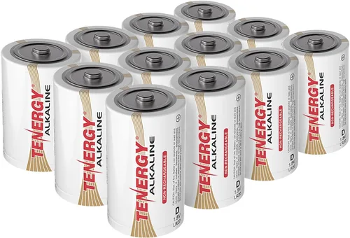 Tenergy Batería alcalina LR20 de 1.5 V D, baterías no recargables D de alto rendimiento para relojes, controles remotos, juguetes y dispositivos