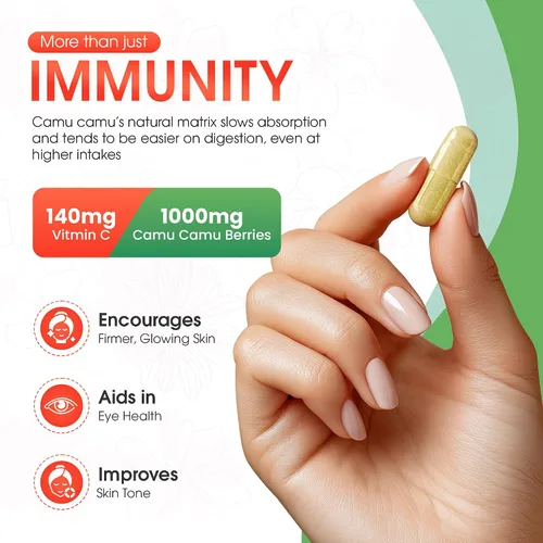 Miniatura 3 de Cápsulas Mother Nature Organics Camu Berry – Repleto de vitamina C natural y antioxidantes crudos – Refuerzo inmunológico y antienvejecimiento