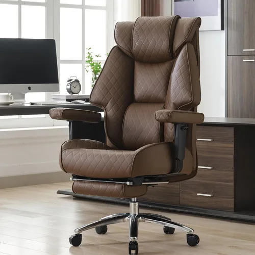 Miniatura 14 de EXCEBET Silla de oficina grande y alta con reposapiés, silla de oficina ejecutiva de piel sintética con respaldo alto, 400 libras, sillas Blanco