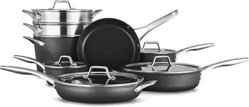 Calphalon Premier - Juego de utensilios de cocina antiadherentes anodizados duros, 8 piezas, seguro para utensilios de metal, sin PFOA
