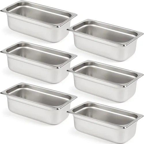 Miniatura 27 de CURTA Paquete de 6 sartenes antiatascos para hotel, tamaño 1/6 de 6 pulgadas de profundidad, bandeja comercial NSF de acero inoxidable 18/8