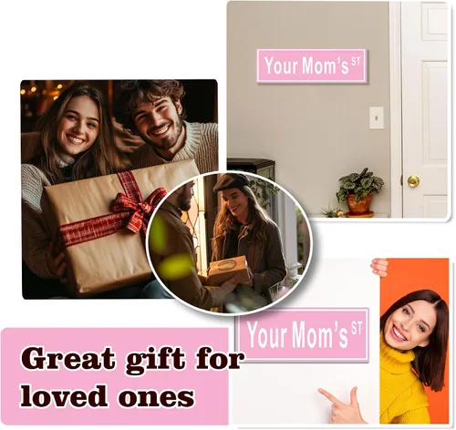 Miniatura 9 de Decoración de habitación preppy, letrero de texto en inglés "Your Mom's St Sign" - Decoración de habitación para niñas adolescentes, 6 x 15 pulgadas