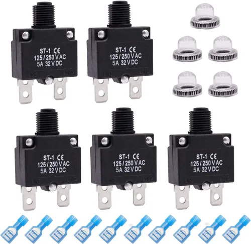 Miniatura 11 de mxuteuk 5 interruptores automáticos de 3 amperios con botón de reinicio manual de 125/250 V CA 32 V CC, interruptor protector de sobrecarga