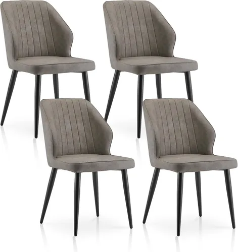 Miniatura 10 de TUKAILAi Juego de 2 sillas de comedor modernas, tapizadas de piel sintética con respaldo curvado y patas de metal, cómodas sillas laterales