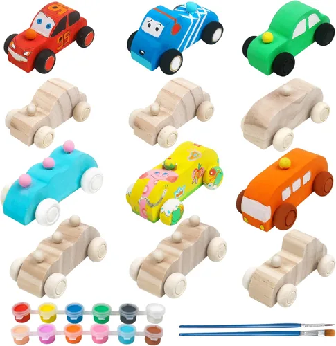 WANTKA Coches de madera sin terminar, manualidades de madera, kit de madera para estudiantes, actividades familiares, kit de manualidades para niños