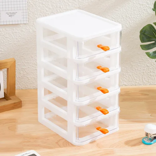 Miniatura 6 de Gagee Mini cajones de almacenamiento apilables de 5 cajones, cómodas de plástico con cajones para artes y manualidades, herramientas pequeñas