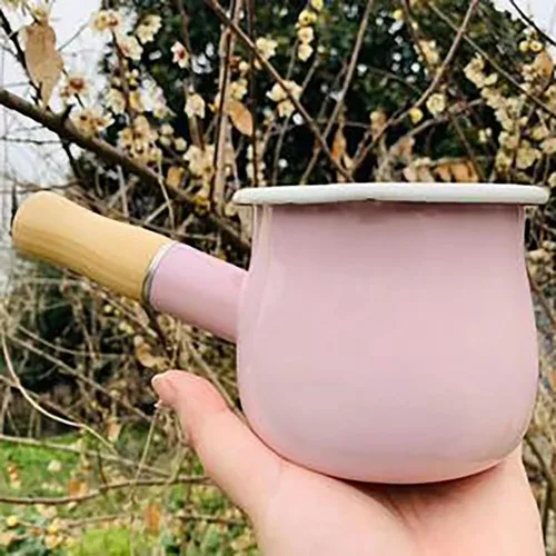Miniatura 15 de Olla de leche esmaltada, calentador de mantequilla antiadherente, mini cacerola, 4 pulgadas, 17 onzas, utensilios de cocina pequeños con mango