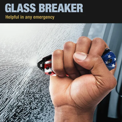Miniatura 6 de GOOD WORKER Navaja de bolsillo legal con hoja dentada de 2.95 pulgadas, rompedor de vidrio, cortador de cinturón de seguridad, cuchillos plegables