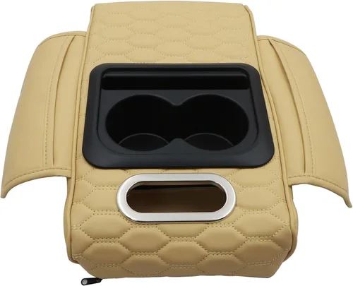 Miniatura 9 de Priprilod Almohada beige para reposabrazos de consola central de automóvil, espuma viscoelástica con portavasos y soporte para teléfono celular