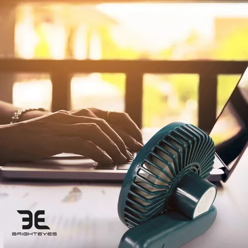 Miniatura 4 de Bright Eyes Ventilador de mano con mango ajustable giratorio Paquete de 2 Ideal para sofocos Recargable con micro USB (amarillo)