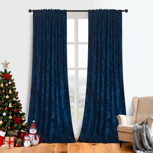 Miniatura 13 de Cortinas de Terciopelo Chartreuse Aplastado de Lujo Juego de 2 Paneles - 84 pulgadas de Largo para Oscurecer la Habitación Cortinas de Terciopelo