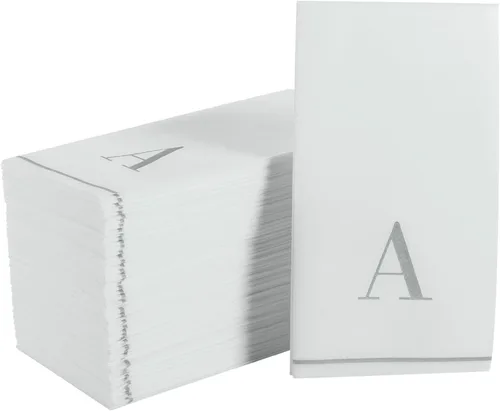 Miniatura 19 de Luxe Party Paquete de 56 servilletas con monograma, letra I inicial, desechables, aerolínea premium, sensación de lino, ajuste decorativo de mesa