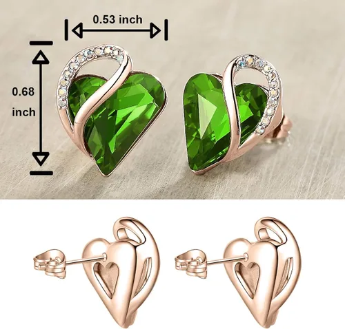 Miniatura 2 de Leafael Aretes chapados en oro rosa de 18 quilates con corazón de amor con piedra curativa joyería de cristal de regalo para mujer Metal Cristal