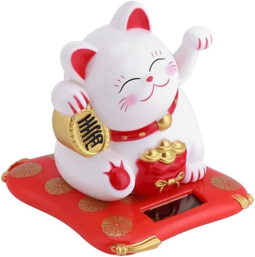 Miniatura 4 de Tyenaza Gato agitando, brazo agitador de gato de la suerte, gato chino japonés de la suerte, gato de la suerte, alimentado por energía solar, lindo