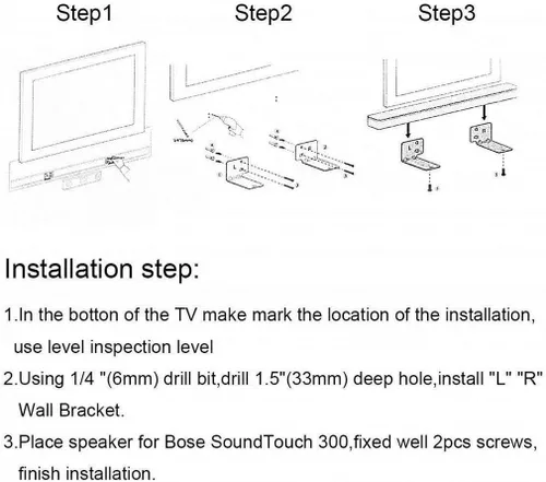 Miniatura 6 de Dinghosen Soporte de pared para barra de sonido debajo de TV, para Samsung, Sony, LG, Vizio, Bose, Onn, JBL, Polk Audio, TCL, Yamaha, Sonos, RCA