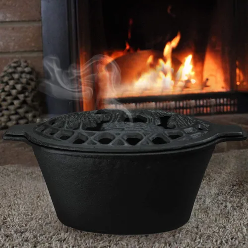 Miniatura 7 de Fire Beauty Estufa de leña humidificador de vapor con rejilla de hierro fundido, resistente a la oxidación, capacidad de 2.3 cuartos (lobo)