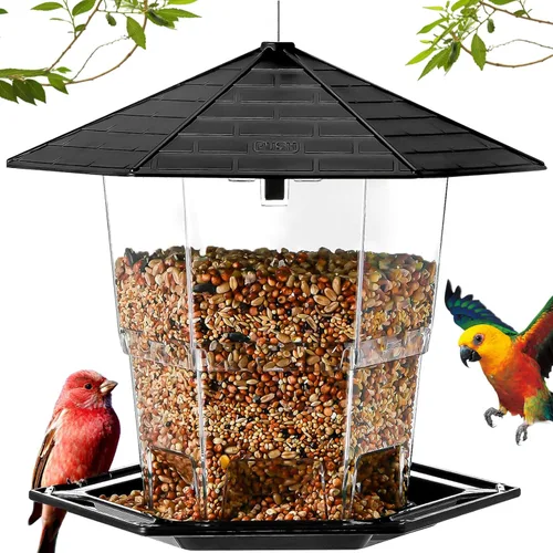 Jealoeur Comederos para pájaros para exteriores Comedero para pájaros colgante para pájaros salvajes, semillas, negro