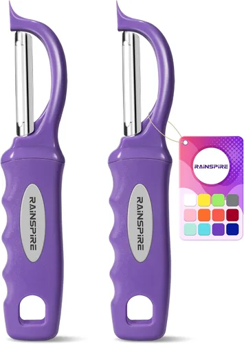 Miniatura 21 de Rainspire Pelador de verduras, pelador de patatas para cocina, cuchillas afiladas de acero inoxidable, mango cómodo, pelador de frutas, pelador