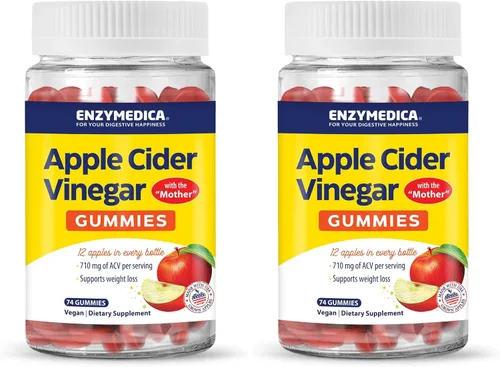 Miniatura 10 de Enzymedica Suplemento de vinagre de sidra de manzana para mujeres y hombres, gomitas de vinagre de sidra de manzana con madre, 1000 mcg de vitamina