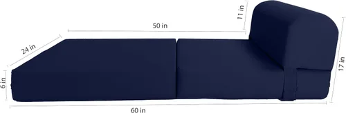 Miniatura 7 de D&D Futon Furniture - Silla plegable de espuma, sofá de estudio, colchón plegable de espuma para invitados (6 x 24 x 70 pulgadas, azul marino)