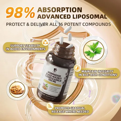 Miniatura 4 de Lukaree Cápsulas de Limpieza de Clavo de Ajenjo y Nuez Negra 16 en 1 para Humanos – Desintoxicación Natural del Intestino y Salud Digestiva
