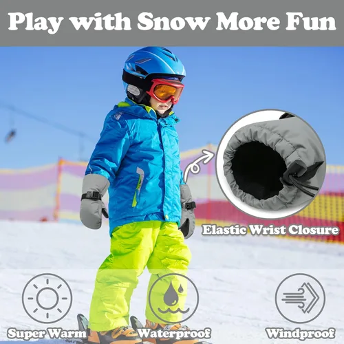 Miniatura 22 de Sarfel Manoplas para niños pequeños, guantes impermeables de nieve y esquí para niños, guantes de invierno para bebés con Thinsulate