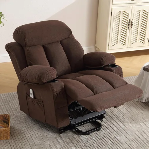 Miniatura 7 de BOSMILLER Silla Reclinable de Elevación Eléctrica para Ancianos con Masaje por Vibración y Calefacción Lumbar, Sofá Individual Eléctrico de Gran