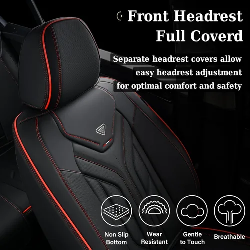 Miniatura 4 de Coverado Fundas de Asiento Delantero para Automóvil, 2 Piezas Fundas de Asiento de Cuero para Automóviles, Protector de Asiento de Automóvil Solo
