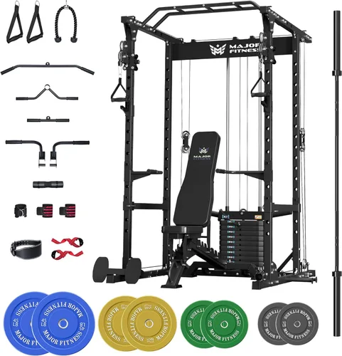 Miniatura 19 de MAJOR FITNESS Drone1 Power Cage - Rack de potencia multifunción para gimnasio en casa, estante para sentadillas, sistema de cruce de cables