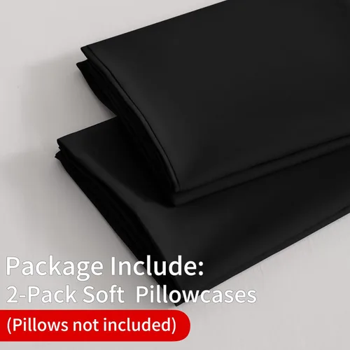 Miniatura 2 de BEDSUM Juego de 2 fundas de almohada de microfibra tamaño Queen, suaves, resistentes a las arrugas y de fácil cuidado con cierre de sobre para Negro