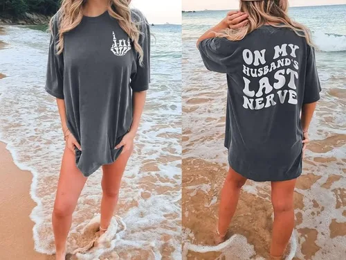 Miniatura 4 de SUPEYA On My Husband's Last Nerve - Camiseta de gran tamaño con texto en inglés "Wife Life", camisetas divertidas y sarcásticas gráficas casuales