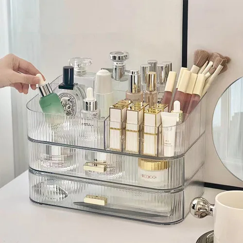 Miniatura 7 de Organizador de maquillaje con cajones apilables, organizadores y almacenamiento para tocador de baño, ideal para escritorios y cómodas, excelente