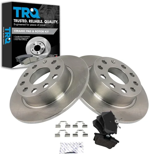 Miniatura 162 de TRQ Kit de rotor de freno trasero y pastillas de cerámica Posi premium compatible con camioneta Chevy GMC