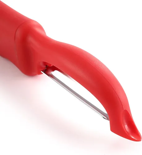 Miniatura 9 de Spring Chef Pelador de verduras giratorio profesional rojo para cocina, peladores de papas de acero inoxidable con mango de agarre suave, perfecto