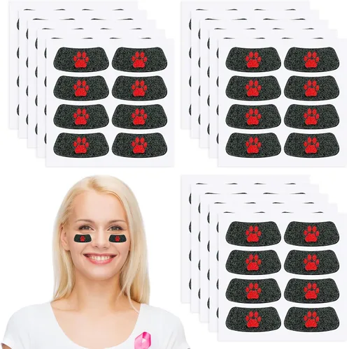 Miniatura 8 de Cholemy 120 pares de calcomanías negras de ojo a granel, calcomanías con purpurina de béisbol, fútbol, sóftbol, fiesta, accesorios para el día