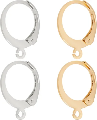 Beebeecraft 100 aretes de aro Huugie chapados en oro de 24 quilates, redondos, con cierre de palanca, ganchos franceses, cierre de alambre para la