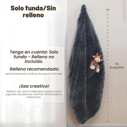 Miniatura 3 de Bean Bag Cover (No Filler) Soft Faux Fur Stuffed Animal Bean Bag Storage, Fluffy Plush Bean Bag Chair Cover Washable, Comfy Bean Bag Covers for Dark