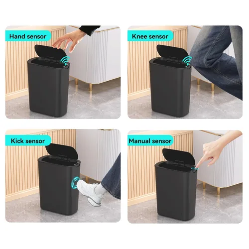 Miniatura 7 de Botes de Basura de 5 Galones con Sensor de Movimiento para Baño, Botes de Basura Automáticos con Tapa, sin Contacto, Inteligentes, Delgados