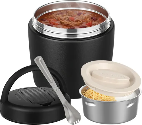 Termo para Comida Caliente 32OZ, Frasco de Comida con Aislamiento al Vacío para Adultos, Termo de Sopa de Acero Inoxidable de Boca Ancha a Prueba de