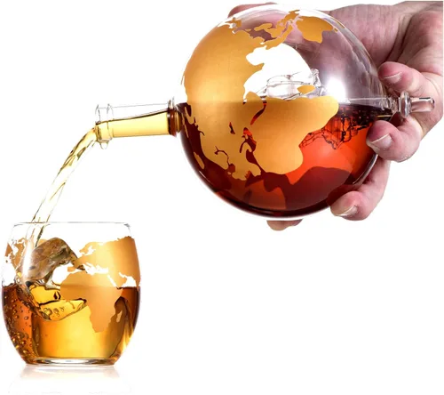 Miniatura 4 de Juego de regalo de globo de whisky, bandeja de base rica, dispensador de whisky dorado, tapón hermético para vino, bourbon, brandy, jugo, agua