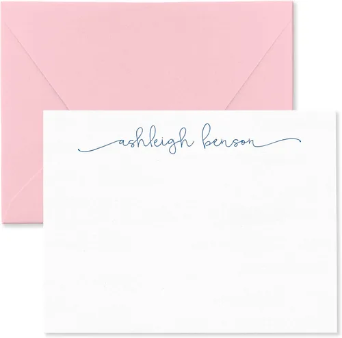 Miniatura 15 de Tarjetas de notas estacionarias personalizadas y sobres para mujeres con nombre en letra cursiva minúscula, elija colores de tinta y sobres