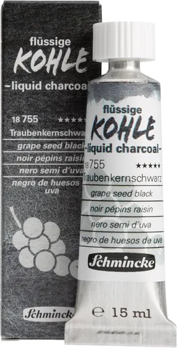 Miniatura 9 de Schmincke - Carbón líquido, Cherry Pit Black, 1.2 fl oz, 18 756 009, para pintura al carbón, dibujo al carbón y underpainting, vegano