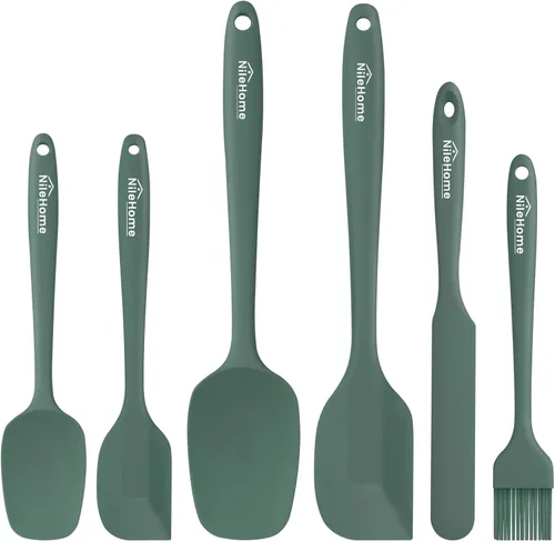 Miniatura 12 de NileHome Juego de espátulas de silicona, 5 utensilios de cocina de grado alimenticio con cepillo de silicona, resistente al calor hasta 600 °F