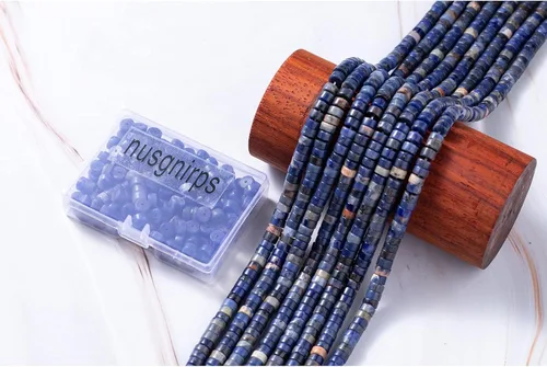 Miniatura 7 de Abalorios de piedra de sodalita azul natural espaciadores 6x3mm 38cm/str Redondos planos sueltos semi piedras preciosas para hacer pulseras