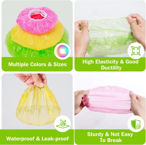 Miniatura 6 de Mwellewm Fundas de plástico elásticas reutilizables para almacenamiento de alimentos, tapas de ducha elásticas para bolsas de conservación fresca