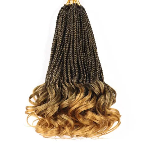 Miniatura 81 de Trenzas de ganchillo rizado francés T33, cabello pre-anillado 10 pulgadas, trenzas cortas rizadas francesas con extremos rizados, trenzas box