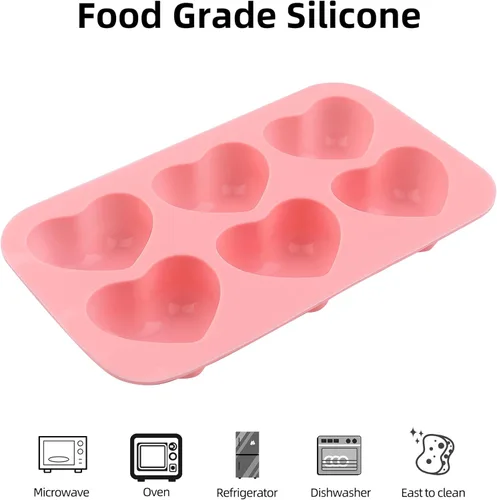 Miniatura 3 de Moldes de silicona en forma de corazón 3 piezas, moldes de chocolate en forma de corazón para San Valentín, caramelos, cubitos de hielo, resina